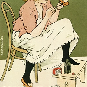 Poster advertising Huile Russe shoe protector, 1896 (colour litho)