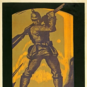 Poster advertisng a play "Der Hias, ein feldgraues Spiel"by Heinrich Gilardone