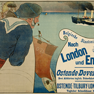 Poster "Belgische Staatsseisenbahnen Nach London und England", pub