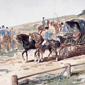 A Postillion mounted on a Carriage Horse, 19th Century, 1886 (colour litho)