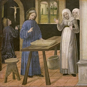 The Prayer, The Miracle of the Sieve and the Departure for Subiaco, predella panel
