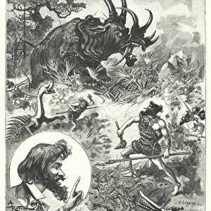 Prehistoric hunters (engraving)