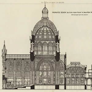 Premiated Design, Section from Front to Back New Parliament House Berlin (engraving)