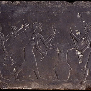The pressing of lotus flowers, bas relief, 8th-7th century BC (stone)
