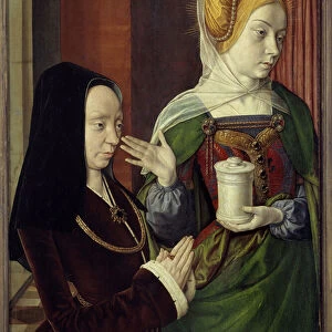 Presume portrait of Madeleine of Burgundy, lady of Laage presented by Sainte Madeleine