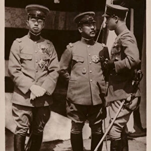 The Prince Of Wales, the future King Edward VIII, with the Crown Prince Of Japan and Prince Kanin (b / w photo)