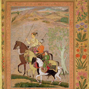 Three Princes Going Hunting, c. 1635 (gouache on paper)
