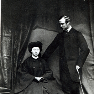 Princess Alice and Prince Ludwig of Hesse, 1860 (b / w photo)