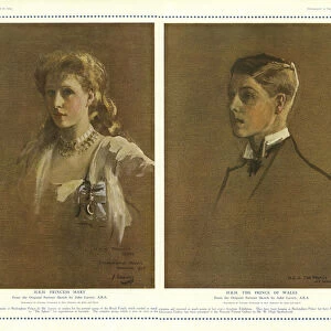 Princess Mary and the Prince of Wales (colour litho)