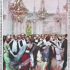 A private ball at the Savoy Hotel, London, early twentieth century (colour litho)