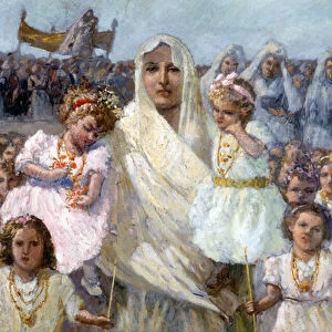 Procession of the virgins of Rapino (oil on canvas)