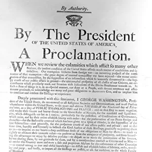 Proclamation from President George Washington (1732-99) setting apart Thursday