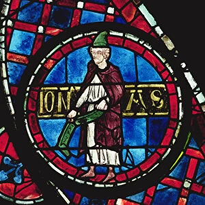 The prophet Jonah, detail from the north rose window, glazed by 1234 (stained glass)