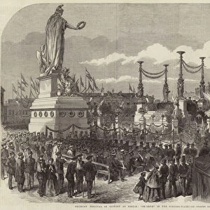 Prussian Festival of Victory at Berlin, "Te Deum"in the Schloss-Platz (engraving)