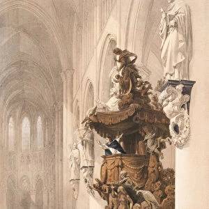 Pulpit in St. Gudule, Brussels, Sheet 5 from Haghes Portfolio of Sketches