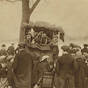 A Punch and Judy show at Putney (b / w photo)