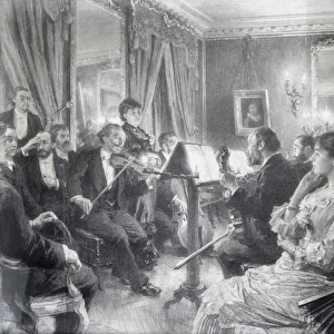 The Quartet or The Musical Evening at the House of Amaury Duval, 1881 (charcoal on paper)
