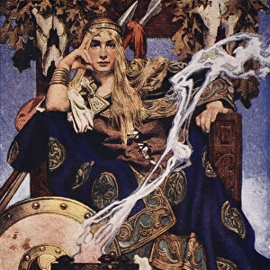 Queen Maev, frontispiece from Myths and Legends of the Celtic Race by T. W. Rolleston, 1911 (colour litho)