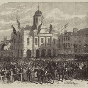 The Queens Visit to the Scottish Border, Reception of Her Majesty in the Market Square, Kelso (engraving)