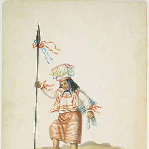 Quito dancing with spear, 1865 (watercolour)