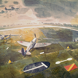 R. A. F. planes on an airfield, 1942 (w / c on paper)