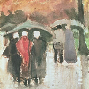In the Rain, 1882 (w / c heightened with white on vellum)