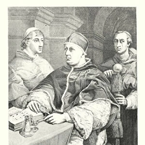 Raphael Sanzio, Le Pape Leon X, Jules de Medicis et le Cardinal de Rossi, Collection du Palais Pitti (engraving)