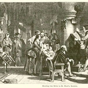 Reading the Bible in St Paul s, London (engraving)