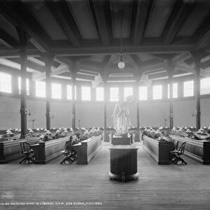 Reading room in library, University of Michigan, Ann Arbor, Michigan, c. 1901 (b / w photo)