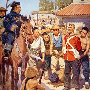 Rebels capture a British soldier during the Taiping Rebellion in China (w / c on paper)