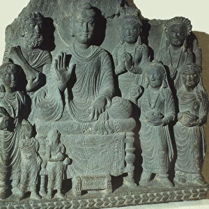 Relief of Buddha preaching (stone)