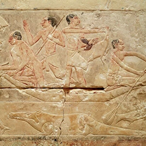 Relief depicting men in a boat, from the Tomb of Princess Idut, Old Kingdom, c