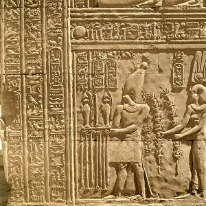 Relief depicting Ptolemy VIII Euergetes II (Physkon) and Cleopatra III making offerings
