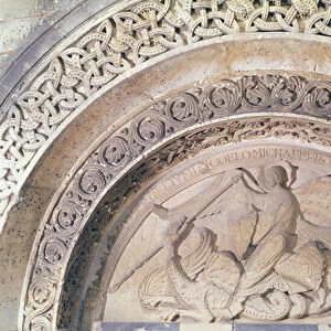 Relief from the tympanum depicting St. Michael and the dragon, 1137 (stone)