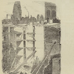 Remains of the Fallen Premises in Gracechurch-Street, sketched from the Roof of an Adjoining House (engraving)