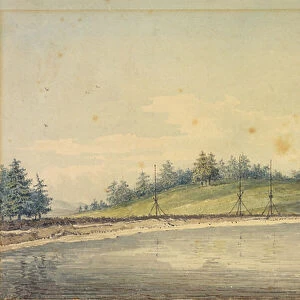 Remarkable supported poles, in Port Townsend, Gulf of Georgia, 1798 (watercolour)
