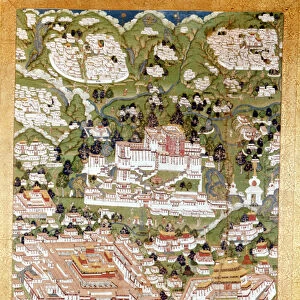 Representation of the city of Lhasa, Tibetan Thai-Ka, Guimet Museum, Paris