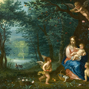 The Rest on the Flight into Egypt, early 1600s (oil on copper )
