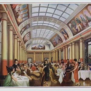 The restaurant, Peter Robinson department store, Oxford Circus, London (colour litho)