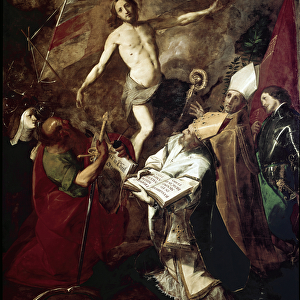 The resurrection with saints (oil on canvas, 1626)