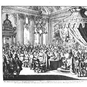 Revocation of the Edict of Nantes, on 22nd October 1685 (engraving) (b / w photo)