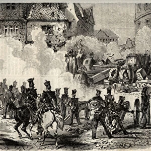 Revolutions 1848 - 1849, Germany, Frankfurt - Troops storming a barricade in Frankfurt