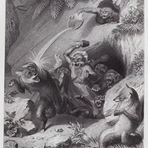 Reynard The Fox: Isegrim and the Monkeys (engraving)