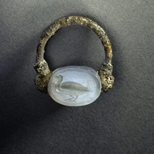 Ring with scarab (a palmiped, possibly a duck), 325-300 BC (silver