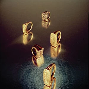 Five rings, from the Tomb of Tutankhamun, New Kingdom (gold)