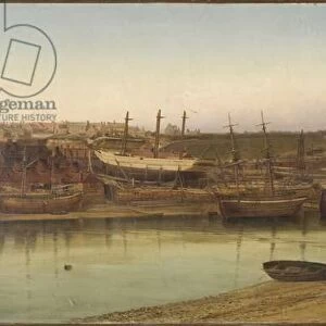 Robert Thompsons Shipyard at Southwick (oil on canvas)