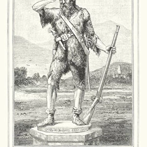 Robinson Crusoes Statue at Largo (engraving)