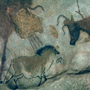 Rock painting showing a horse and a cow, c. 17000 BC (cave painting)