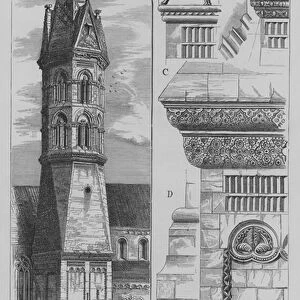 Romanesque Tower of St Johns Church, Schwabisch Gmund, Germany (engraving)