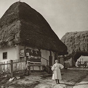 Romania: Fildul de Mijloc, Peasant house (b / w photo)